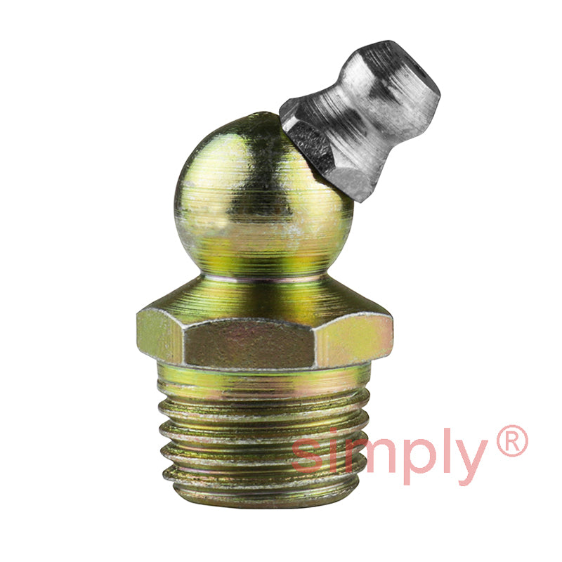 1/8x27 PTF Hardened Mild Steel Zinc Plated 45 deg Hydraulic Grease Nipples - Pack of 500