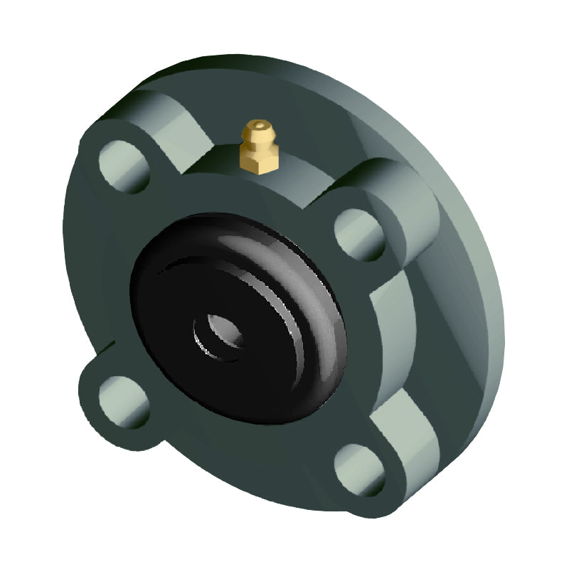 NTN S-UCFC210-200D1 Imperial Four Bolt Cast Iron Round Flanged Housing with 2 inch Insert with Steel Plate Cover - Open Version - Allow 2-3 Days