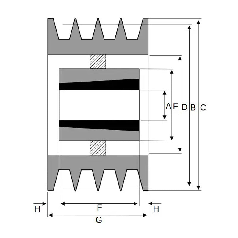 PowerDrive 560X4SPB 560mm Pitch Diameter SPB Section Tapered Locking Bush Type Pulley with 4 Grooves (Bush not Incl.) - Allow 2-3 Days