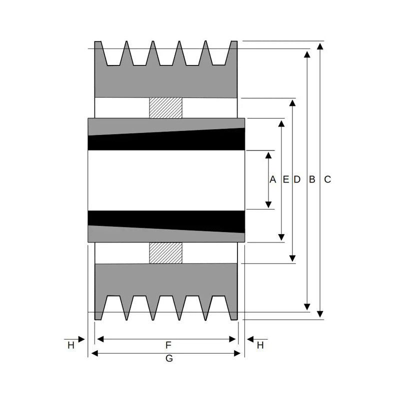 PowerDrive 710X5SPB 710mm Pitch Diameter SPB Section Tapered Locking Bush Type Pulley with 5 Grooves (Bush not Incl.) - Allow 2-3 Days