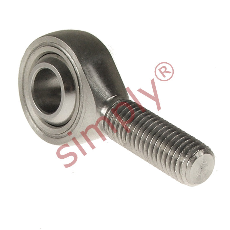 Budget SSPOS10/F1L Left Hand Stainless Steel / PTFE Lined Plain Male Rod End 10mm Bore M10x1.25 Thread