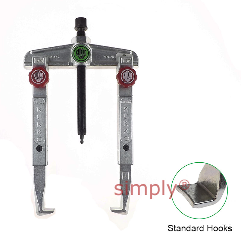 KUKKO Series 20-10+2 Universal 2-Jaw Puller with Sliding Parallel Quick Adjusting Jaws 120mm and V-P Extentions