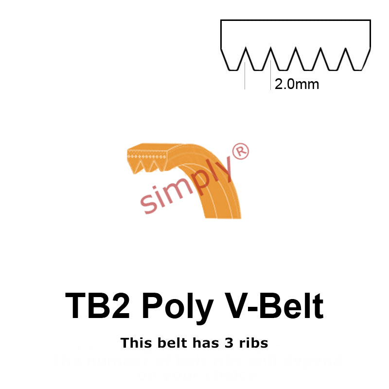 TB2-327 Megadyne Megarib Polyurethane Poly V-Belt 327mm/12.9 inch Length - 3 Ribs - Allow 2-3 Days