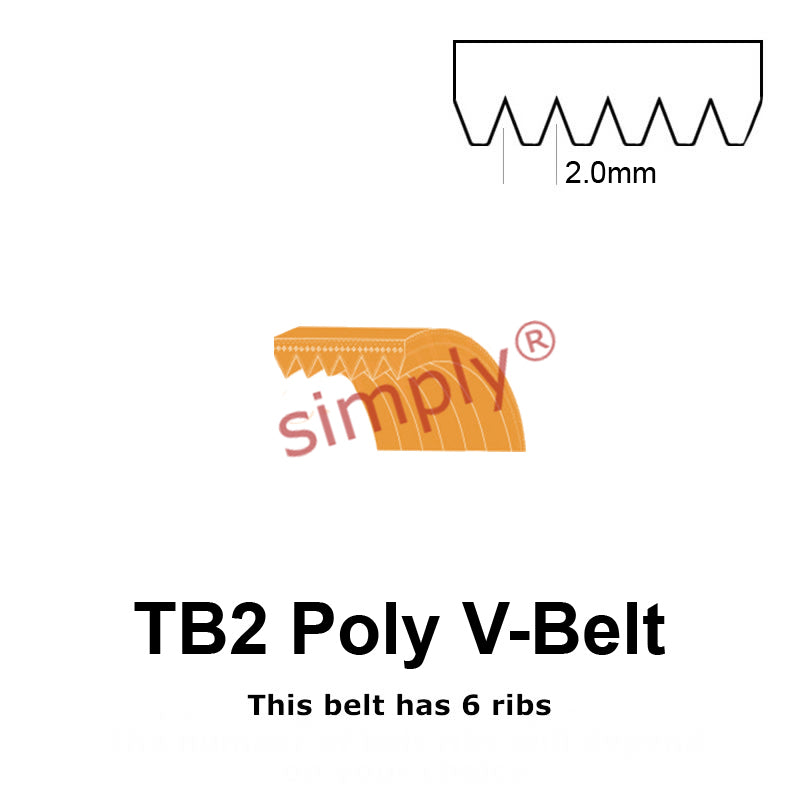 TB2-360 Megadyne Megarib Polyurethane Poly V-Belt 360mm/14.2 inch Length - 6 Ribs