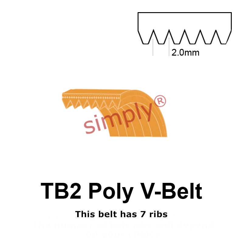 TB2-526 Megadyne Megarib Polyurethane Poly V-Belt 526mm/20.7 inch Length - 7 Ribs - Allow 2-3 Days