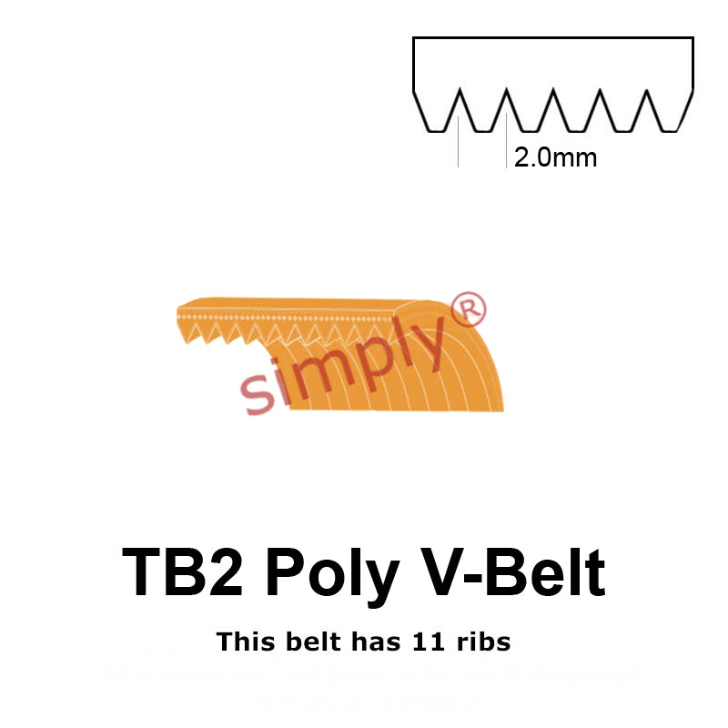 TB2-400 Megadyne Megarib Polyurethane Poly V-Belt 400mm/15.7 inch Length - 11 Ribs - Allow 2-3 Days