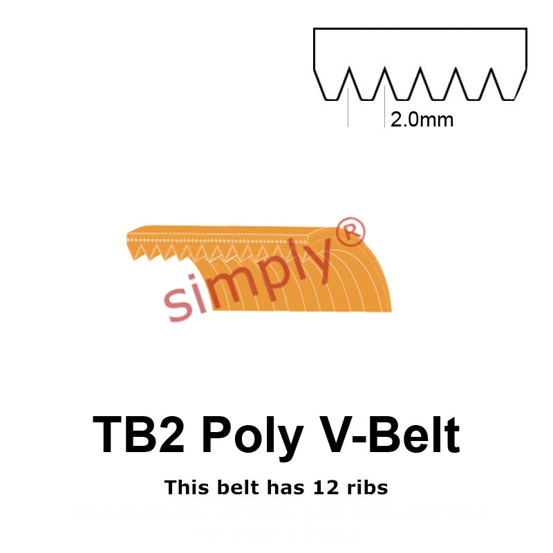 TB2-1186 Megadyne Megarib Polyurethane Poly V-Belt 1186mm/46.7 inch Length - 12 Ribs - Allow 2-3 Days