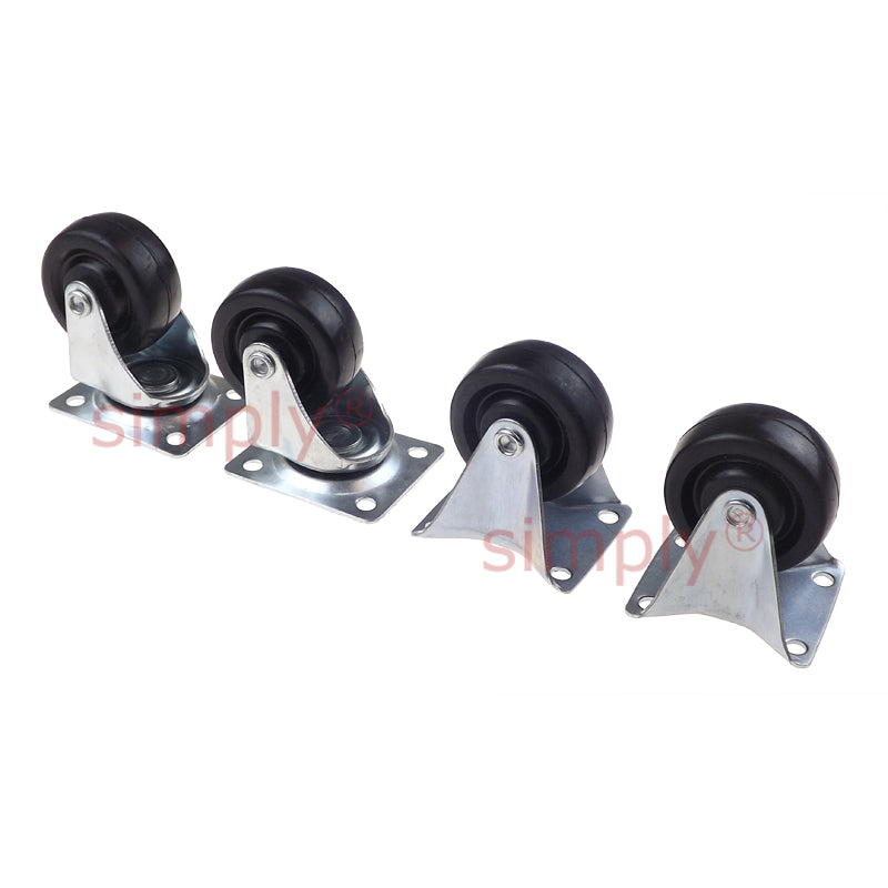 4 Piece 40mm Castor Wheels x2 Swivel x2 Fixed 