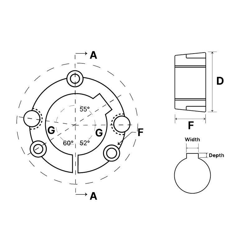 5050-70 Tapered Locking Bush with 70mm Bore