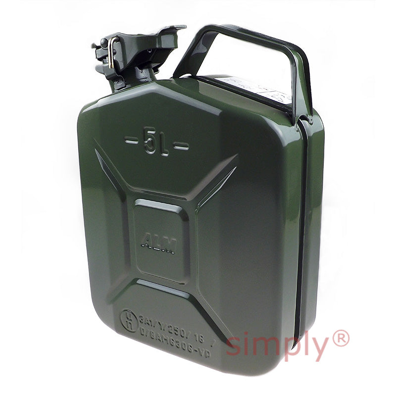 FCG05 Rugged Heavy Duty Metal Fuel Can 5L Green for Petrol Diesel Oil Kerosene Paraffin Gasoline etc