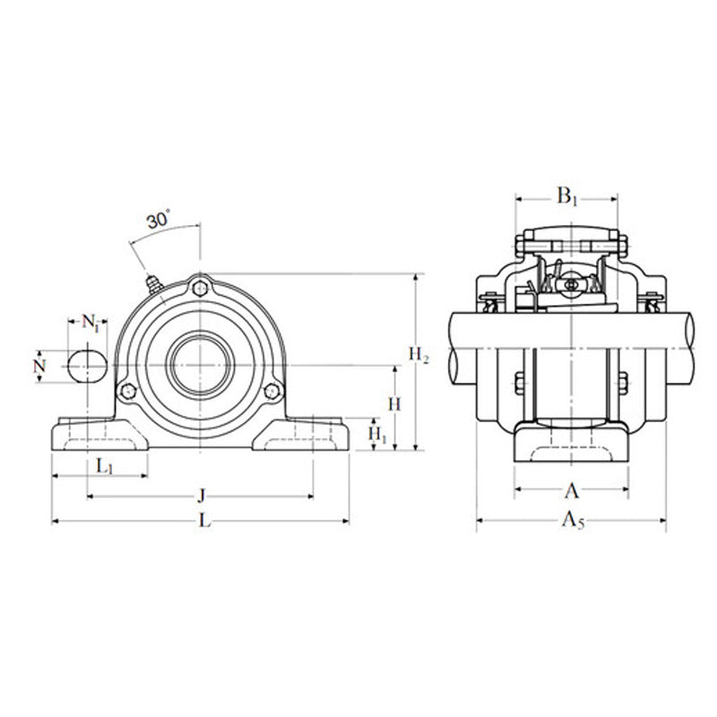 NTN C-UKP205D1/H2305X Metric Cast Iron Two Bolt Pillow / Plummer Block Housing with Cast Iron Cover - Open Version - Insert and Adaptor Sleeve Fits 20mm Shaft - Allow 2-3 Days
