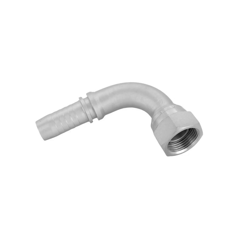 FLEXEQUIP/VOSS 1-1/4 inch BSP Female Two Piece Hose Fitting with O-Ring 90 Degree Angle 60 Degree Cone and 27mm Crimp Nut - Allow 2-3 Days