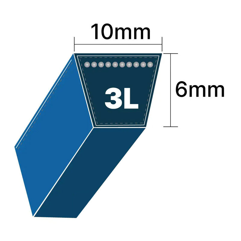 DRY-3L450K 3L Section 10x6mm Blue Cotton Dry Cover Kevlar Re-inforced Mower Wrapped V-Belt