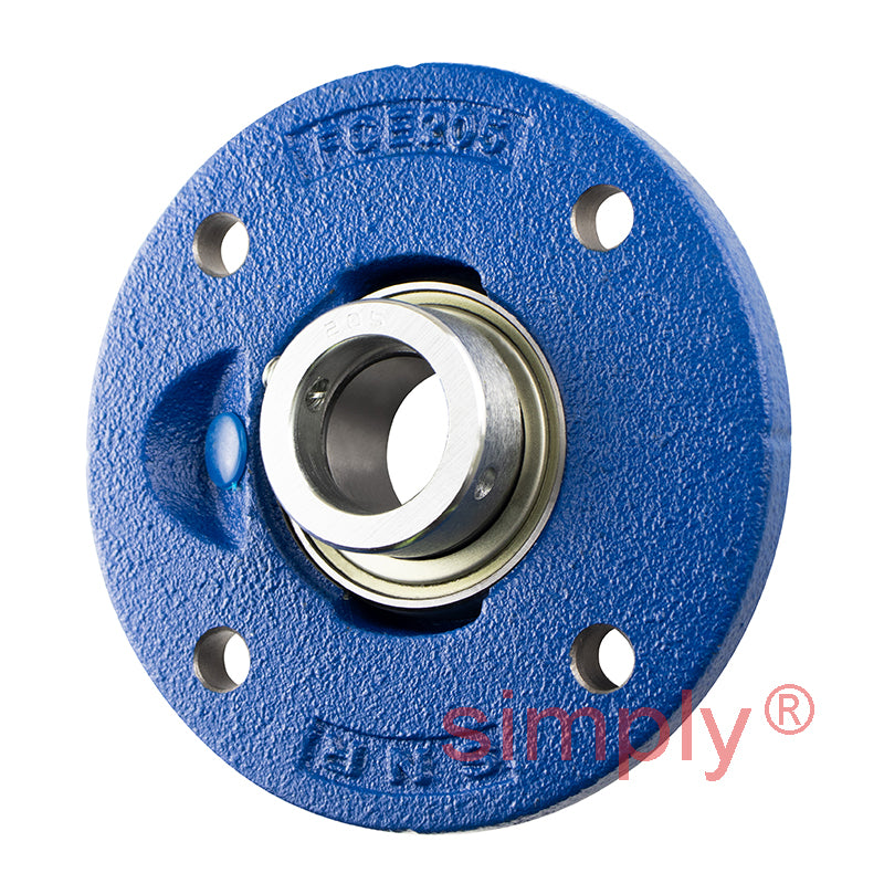 SNR ESFCE205 Metric Four Bolt Cast Iron Round Flanged Housing with 25mm Eccentric Collar Insert