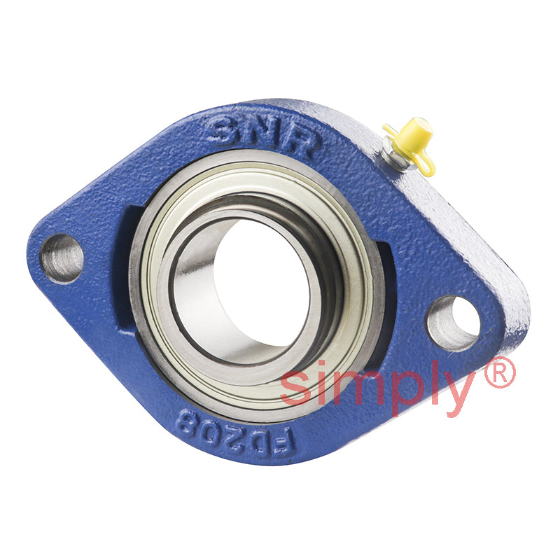 SNR ESFD208 Metric Two Bolt Cast Iron Oval Housing with 40mm Bore Eccentric Collar Insert