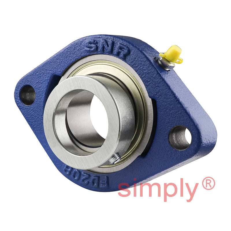 SNR ESFD204 Metric Two Bolt Cast Iron Oval Housing with 20mm Bore Eccentric Collar Insert - Allow 2-3 Days