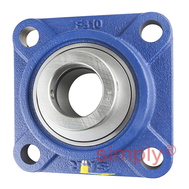 SNR EXF310 Metric Four Bolt Square Cast Iron Flange Housing with 50mm Bore Eccentric Collar Insert