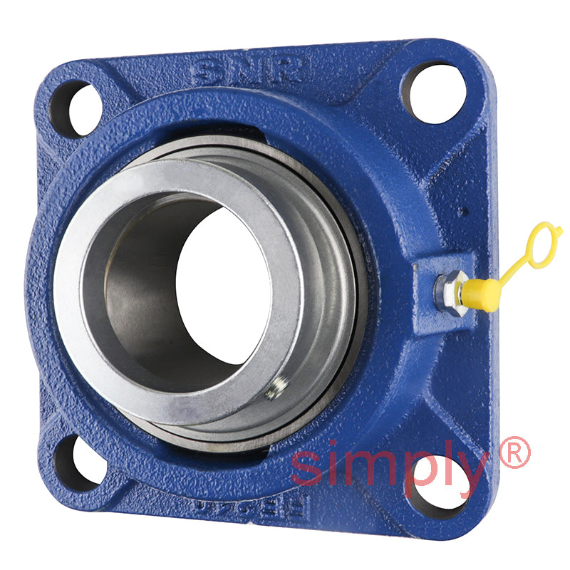 SNR EXFE212 Metric Four Bolt Square Cast Iron Flange Housing with 60mm Bore Eccentric Collar Insert - Allow 2-3 Days