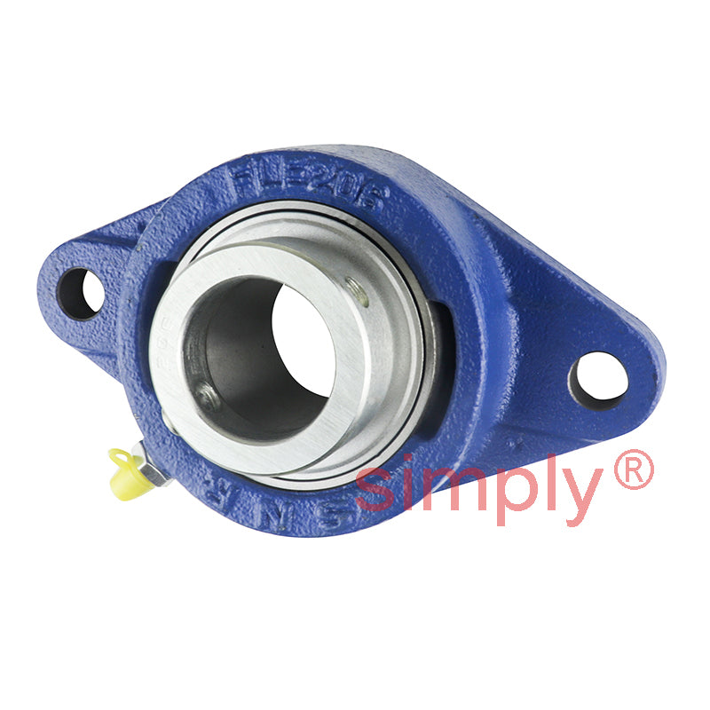 SNR EXFLE206 Metric Two Bolt Cast Iron Oval Housing with 30mm Bore Eccentric Collar Insert