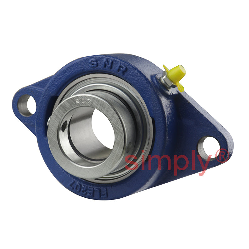 SNR EXFLE207L3 Metric Two Bolt Cast Iron Oval Housing with 35mm Bore Eccentric Collar Insert with Triple Lip Seal