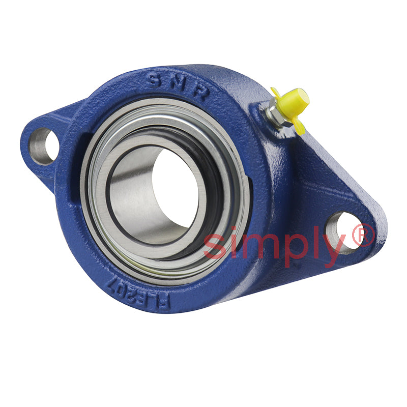 SNR EXFLE207L3 Metric Two Bolt Cast Iron Oval Housing with 35mm Bore Eccentric Collar Insert with Triple Lip Seal