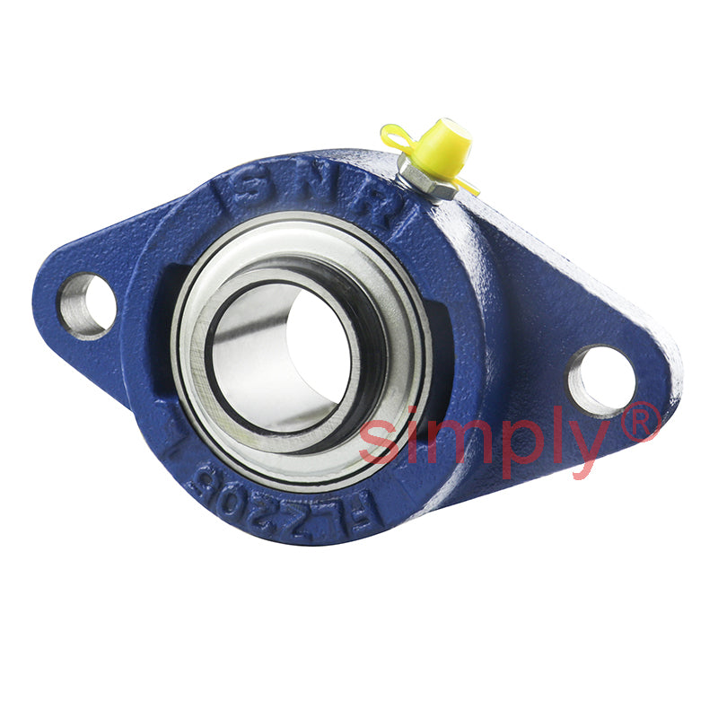 SNR EXFLZ205 Metric Two Bolt Cast Iron Oval Housing with 25mm Bore Eccentric Collar Insert