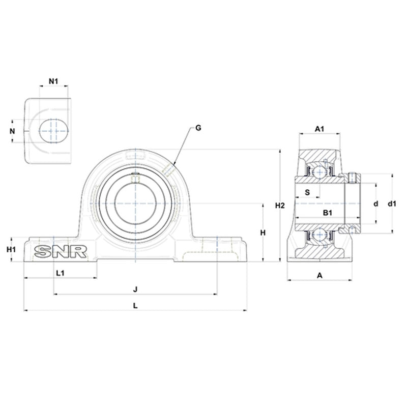 SNR EXP216 Metric Cast Iron Two Bolt Pillow / Plummer Block Housing with 80mm Eccentric Collar Insert