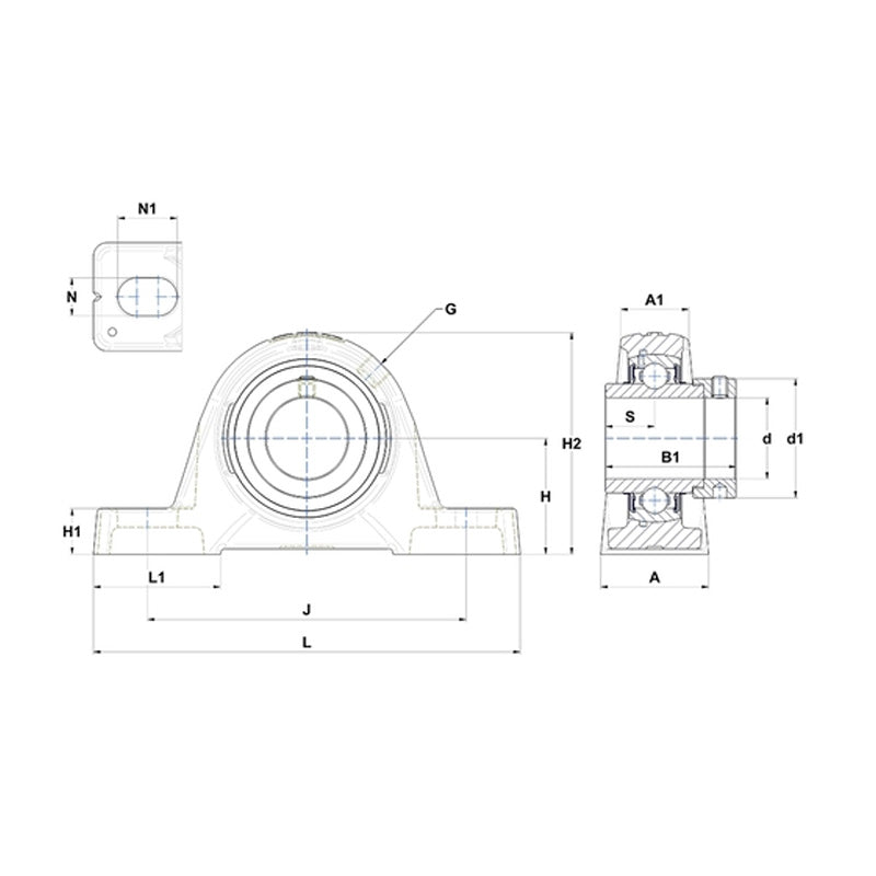 SNR EXPE211 Metric Cast Iron Two Bolt Pillow / Plummer Block Housing with 55mm Eccentric Collar Insert - Allow 2-3 Days