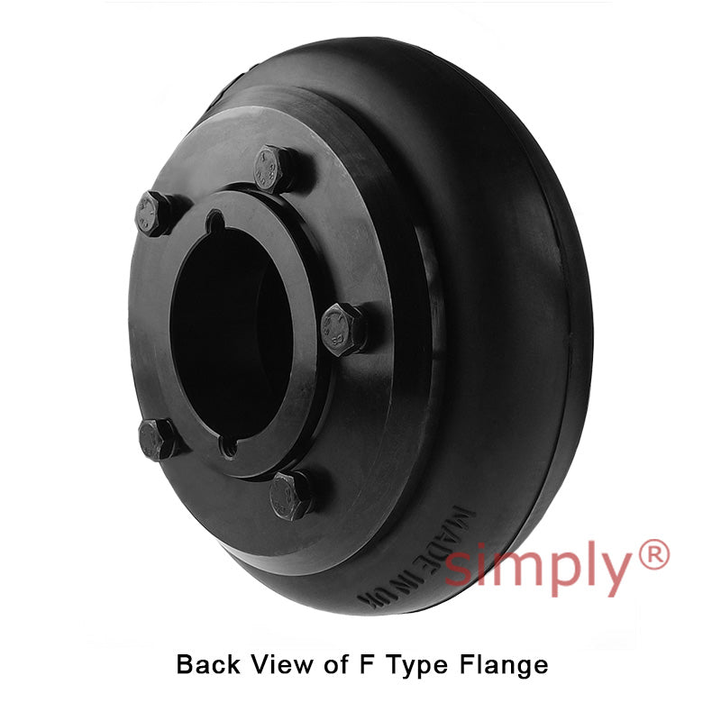 Major Branded F60F/F60B Inner Facing Taper Bore/Pilot Bored Tyre Drive Coupling Assembly with Fire Resistant Antistatic (F.R.A.S) Tyre