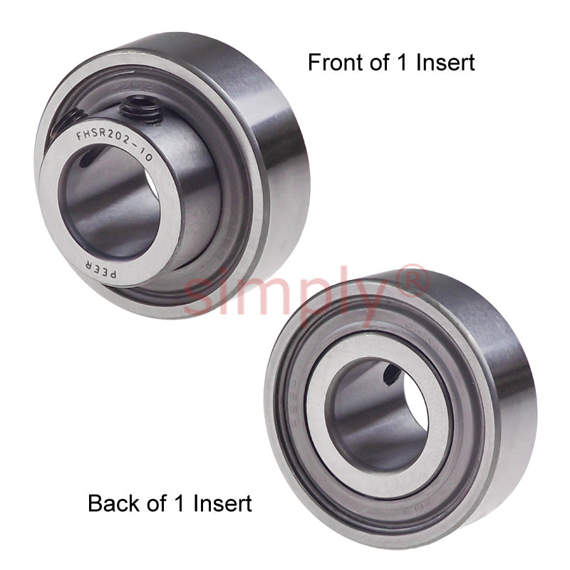 Peer FHSR202-10 Cylindrical Outer Flat Back Bearing Insert with Set Screw Locking 5/8 inch Bore 1.5748 inch Ouside Dia