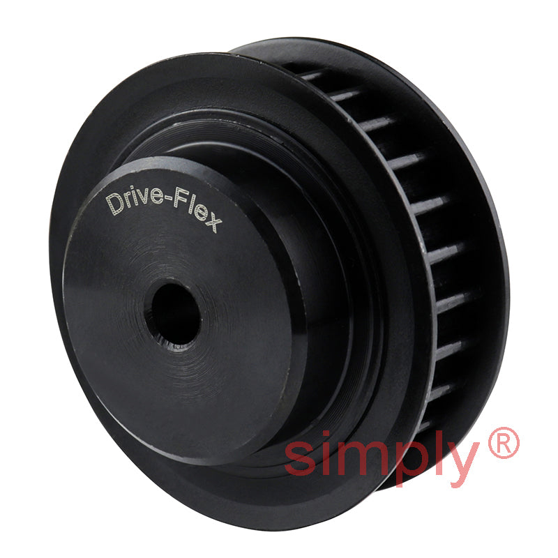 P28-5M-25F - 5mm Pitch 28 Tooth Flanged HTD Type Steel Pilot Bore Timing Pulley for 25mm Wide Belts