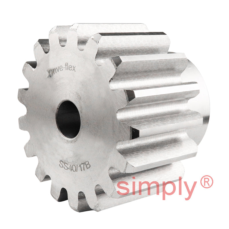 SS40/17B-15 Metric EN8 Spur Gear 17 Tooth 4 Mod Pilot Bored 15mm (H8)