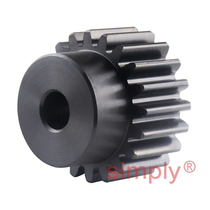 SSB15/20B-8 Metric EN8 Spur Gear 20 Tooth 1.5 Mod Pilot Bored 10mm Or Smaller (H8) Black Oxide Finish