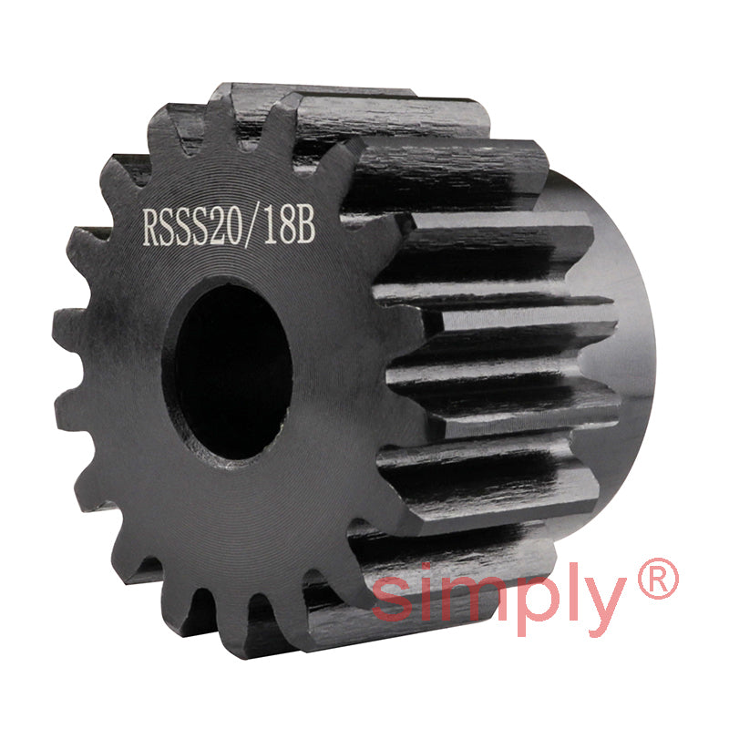 SSB20/18B-12 Metric EN8 Spur Gear 18 Tooth 2 Mod Pilot Bored 14mm Or Smaller (H8) Black Oxide Finish