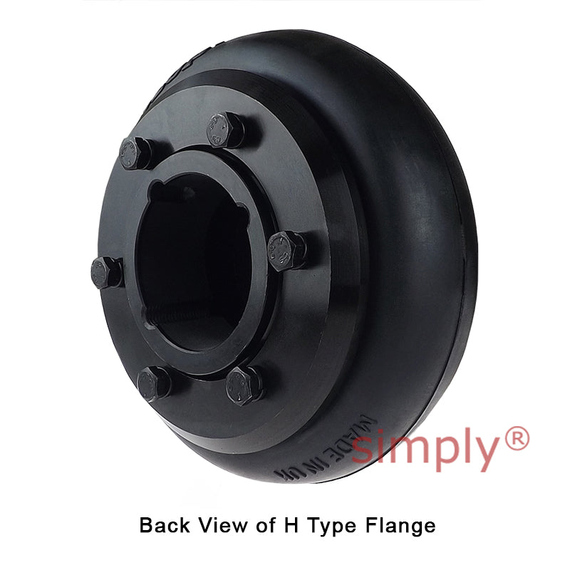 Major Branded F80H/F80B Outer Facing Taper Bore/Pilot Bored Tyre Drive Coupling Assembly with Fire Resistant Antistatic (F.R.A.S) Tyre