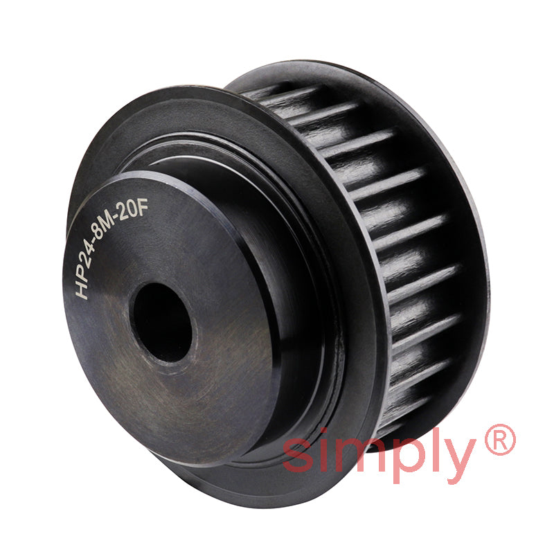 P24-8M-20F - 8mm Pitch 24 Tooth Flanged HTD Type Steel Pilot Bore Timing Pulley for 20mm Wide Belts