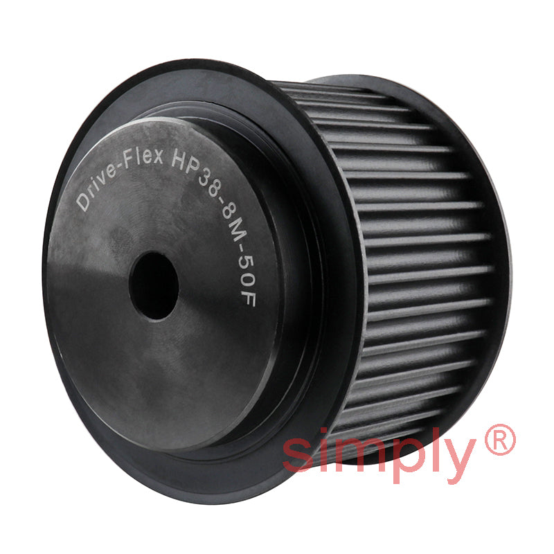 P38-8M-50F - 8mm Pitch 38 Tooth Flanged HTD Type Steel Pilot Bore Timing Pulley for 50mm Wide Belts