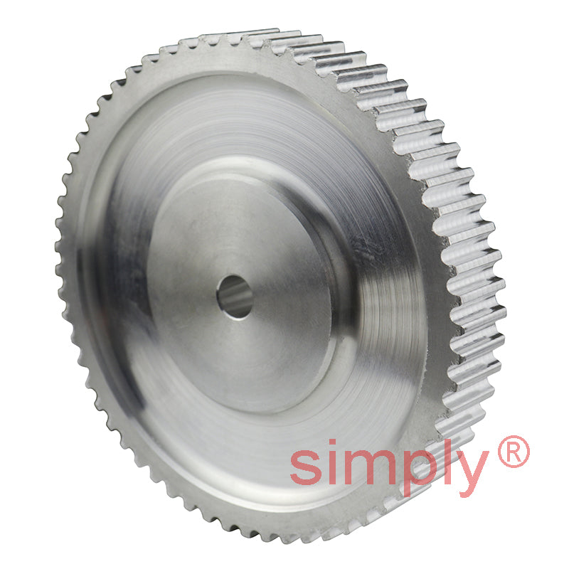 P60-5M-09 - 5mm Pitch 60 Tooth Flangeless HTD Type Aluminium Pilot Bore Timing Pulley for 9mm Wide Belts
