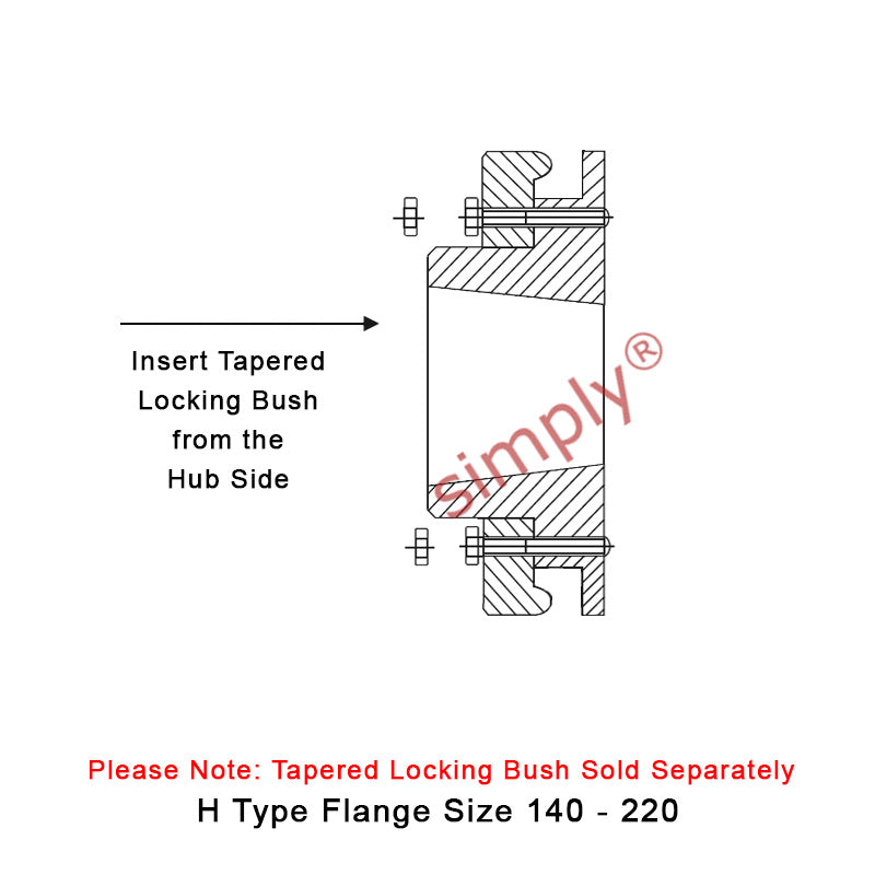 Major Branded F180H-MB Drive Coupling Outer Tapered Locking Bush Type Max Bush Bore 125mm / 5 inch