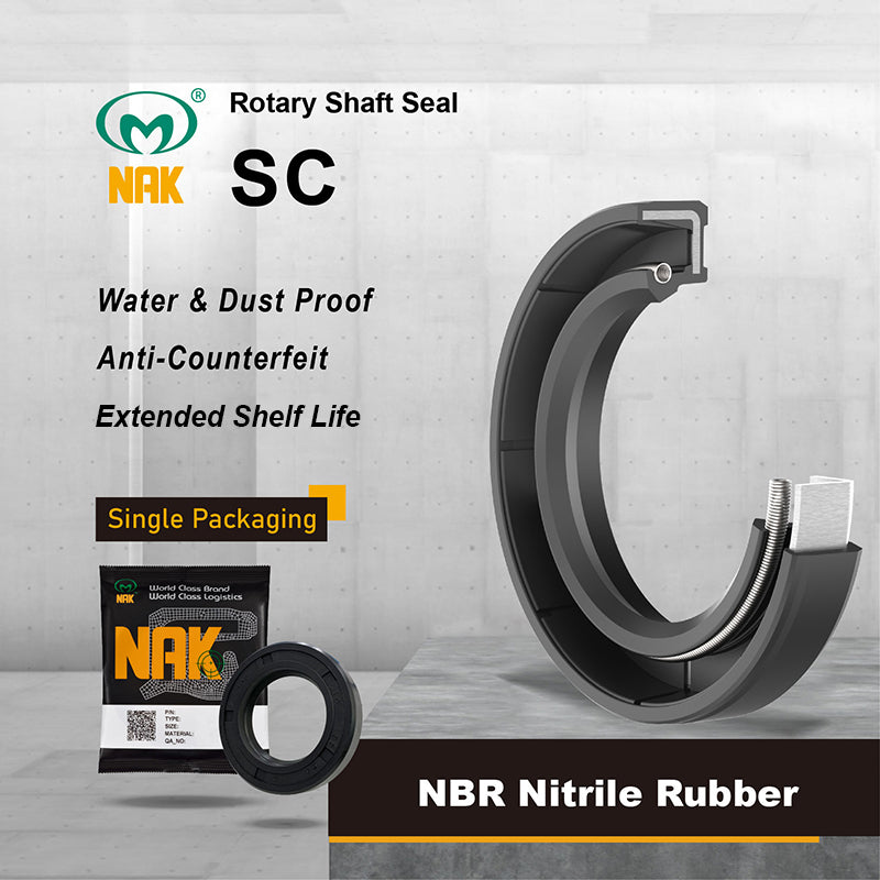 NAK 0.875x1.875x0.375 inch Nitrile Rubber Single Lip Rotary Shaft Oil Seal with Garter Spring SC
