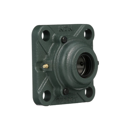 NTN C-UKFX05ED1/HE2305 Imperial Four Bolt Square Cast Iron Housing with Cast Iron Cover - Open Version - Insert and Adaptor Sleeve Fits 3/4 inch Shaft - Allow 2-3 Days