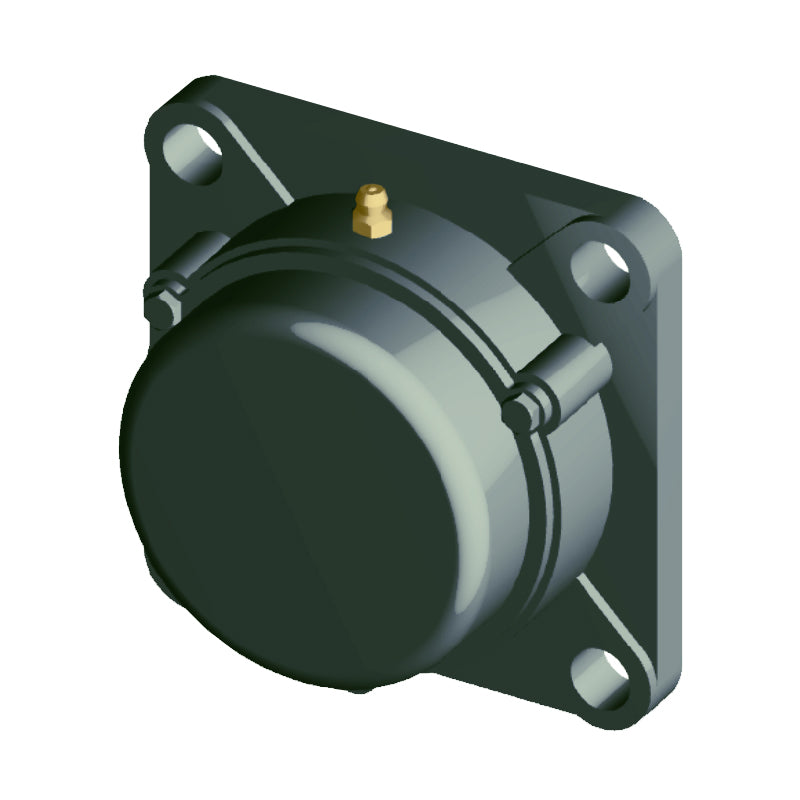 NTN M-CM-UCF210D1 Metric Four Bolt Square Cast Iron Flange Housing with 50mm Bore Insert with Cast Iron Cover - Closed Version - Allow 2-3 Days