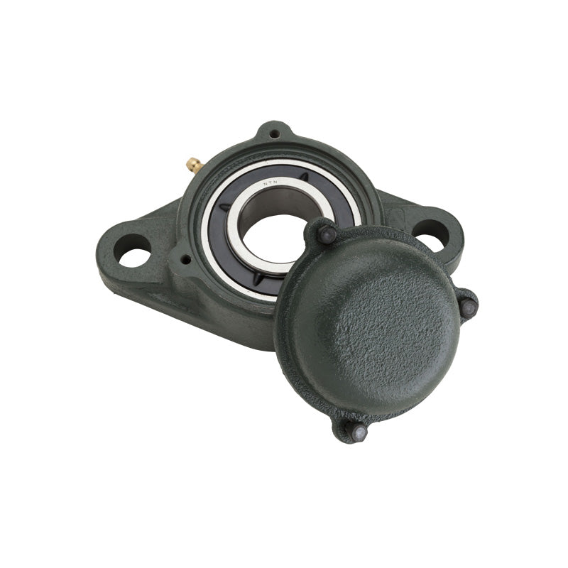 NTN CM-UKFL309SD1/HS2309X Imperial Two Bolt Cast Iron Oval Housing with Cast Iron Cover - Closed Version - Insert and Adaptor Sleeve Fits 1-5/8 inch Shaft - Allow 2-3 Days