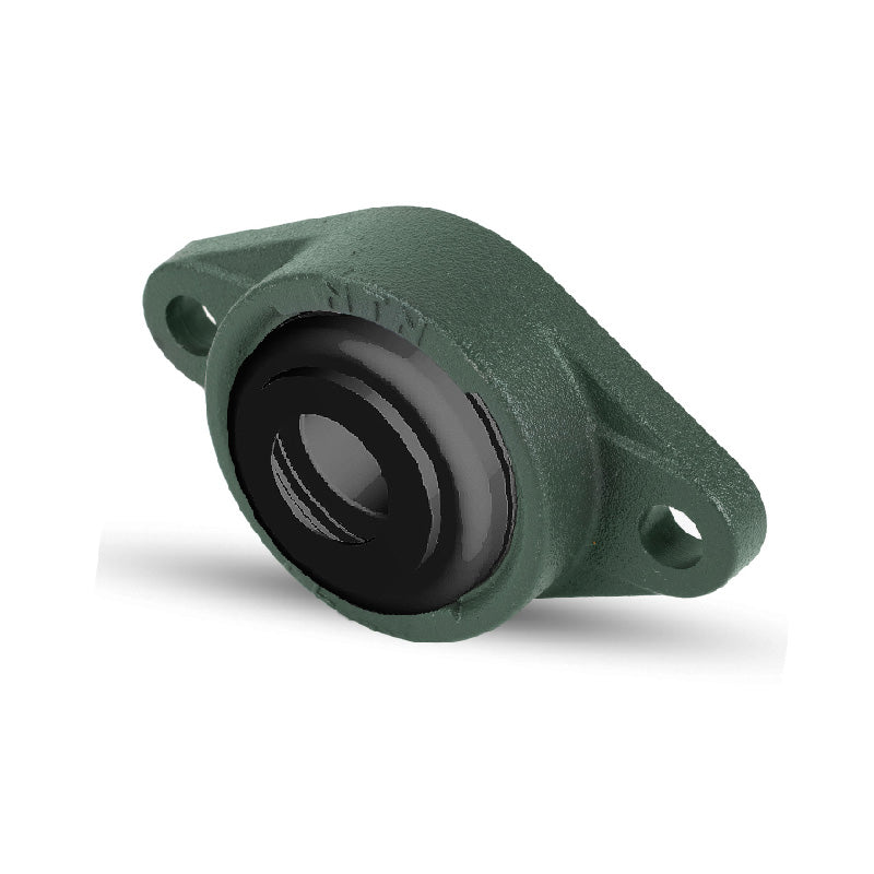 NTN M-S-UCFL204-012D1 Imperial Two Bolt Oval Cast Iron Flange Housing with 3/4 inch Bore Insert with Steel Plate Cover - Open Version - Allow 2-3 Days