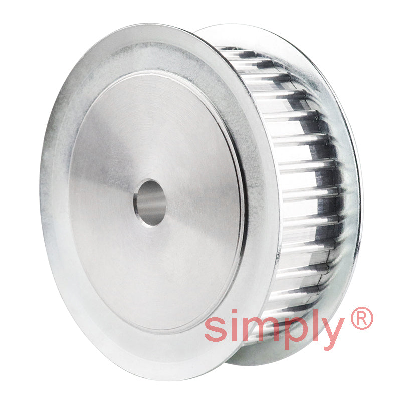 Aluminium Pilot Bore AT5 Timing Pulley with Flanges 5mm Pitch 36 Tooth for 16mm Wide Belts - Overall Width 27mm