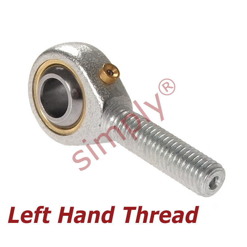 Budget POS8L Left Hand Steel / Bronze Lined Plain Male Rod End 8mm Bore M8x1.25 Thread