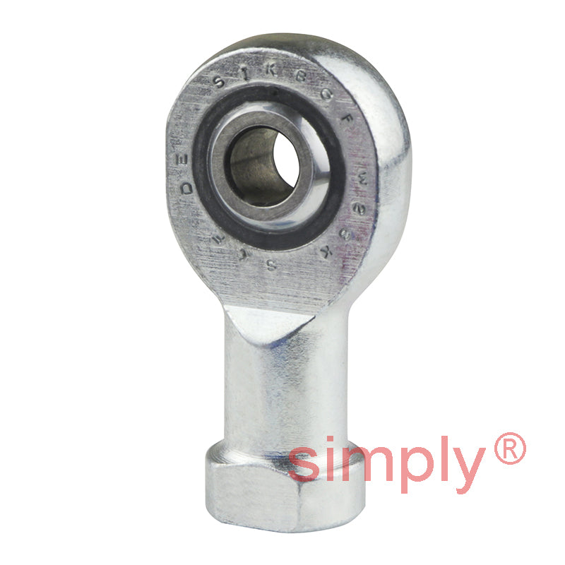 SKF SIKB6F Right Hand Steel / PTFE FRP Lined Plain Female Rod End M6 Thread