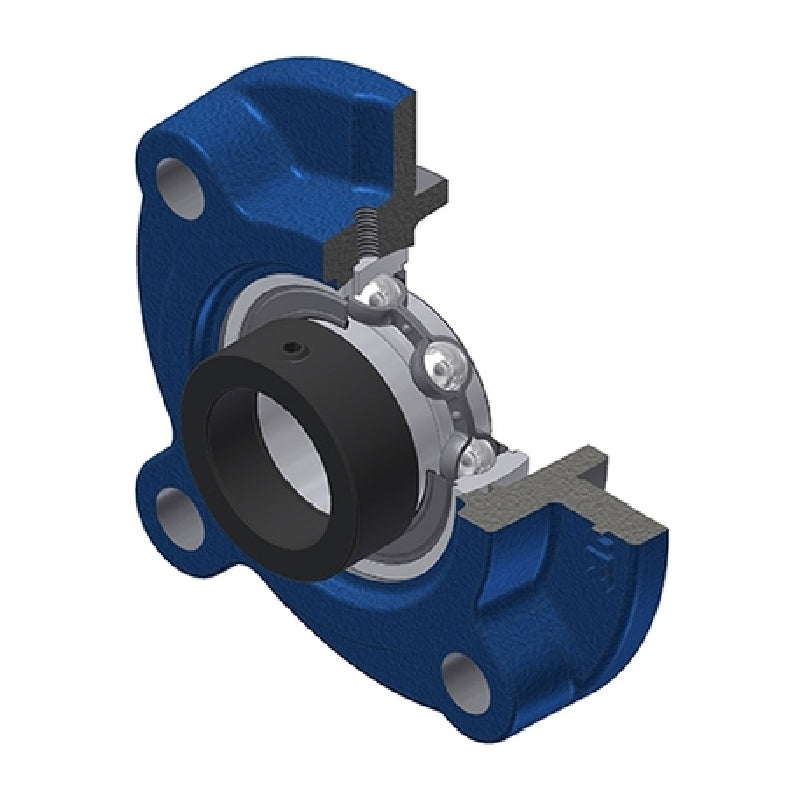 SNR ESFC211 Metric Four Bolt Cast Iron Round Flanged Housing with 55mm Eccentric Collar Insert - Allow 2-3 Days