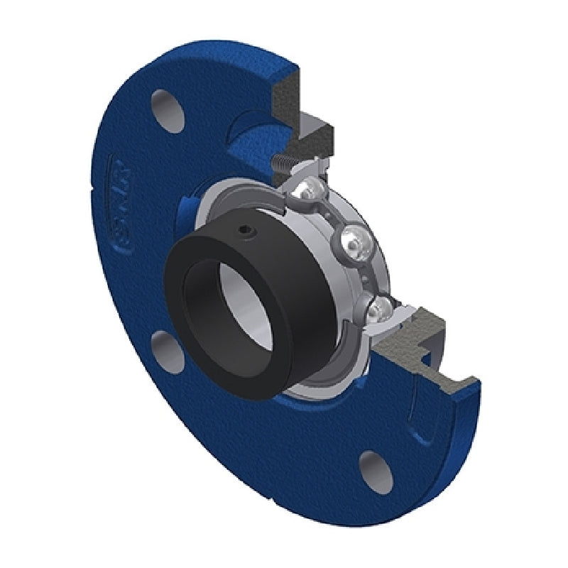 SNR ESFCE212 Metric Four Bolt Cast Iron Round Flanged Housing with 60mm Eccentric Collar Insert - Allow 2-3 Days