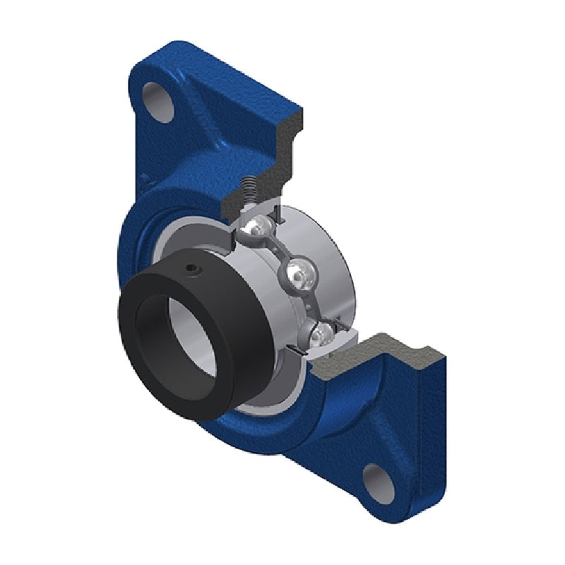 SNR EXF216 Metric Four Bolt Square Cast Iron Flange Housing with 80mm Bore Eccentric Collar Insert - Allow 2-3 Days